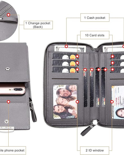 KUKOO Small Crossbody Bag Cell Phone Purse Wallet with Credit Card Slots for Women