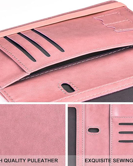 HerriaT Passport and Vaccine Card Holder Combo,Cover Case with CDC Vaccination Card Slot, Leather Travel Documents Organizer Protector, with RFID Blocking, for Women and Men