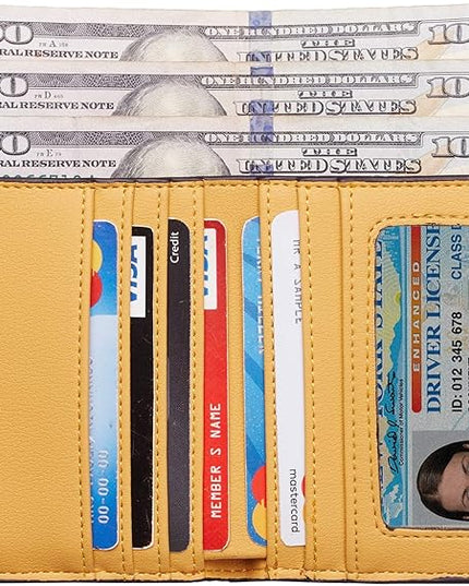 Toughergun Women’s Small Slim Leather Wallet with RFID Protection, Compact Bifold Mini Purse with Clear ID Window