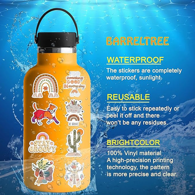 300 PCS Aesthetic Boho Stickers, Cute Vinyl Waterproof Stickers for Water Bottles Laptop Phone Journaling Scrapbook Junk Journal, Scrapbooking Supplies Kit, Sticker Packs for Adults Teens