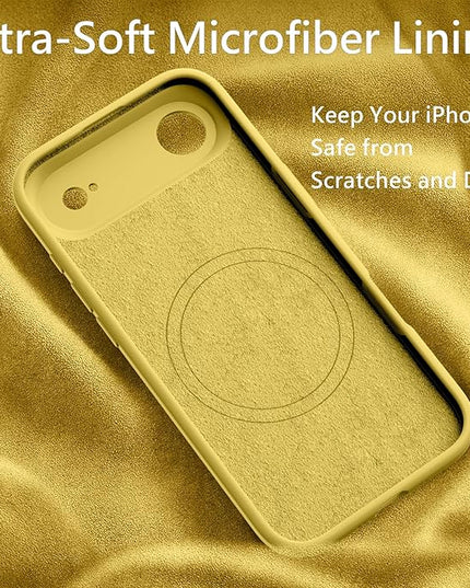 FireNova Magnetic for iPhone Air Case, Compatible with MagSafe, [Integrated Silicone Camera Control Button] [Camera Protection] Microfiber Lining Phone Case for iPhone 17 Air, 6.5", Yellow