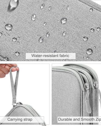 FYY Travel Electronic Cable Organizer Bag, Pouch Electronic Accessories Carry Case Portable Waterproof Double Layers Storage Bag for Cable, Cord, Charger, Phone, Earphone, Medium Size, Grey