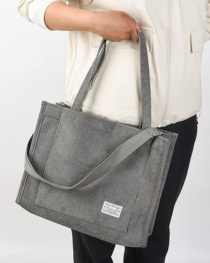 Valleycomfy Corduroy Tote Bag for Women Travel Crossbody Bag Purse Women Shoulder Bags Work Handbags Everyday Hobo Bag