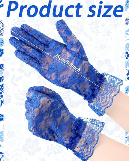 SATINIOR Ladies Lace Gloves for Women Tea Party Elegant Short Courtesy Gloves for Wedding Dinner Opera Parties