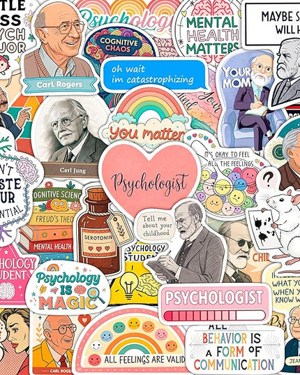 100Pcs Psychology Stickers for Laptop, for Water Botttle - Funny Psychologist Stickers for Therapist - Psychology Party Supplies - Gift for Women & Men