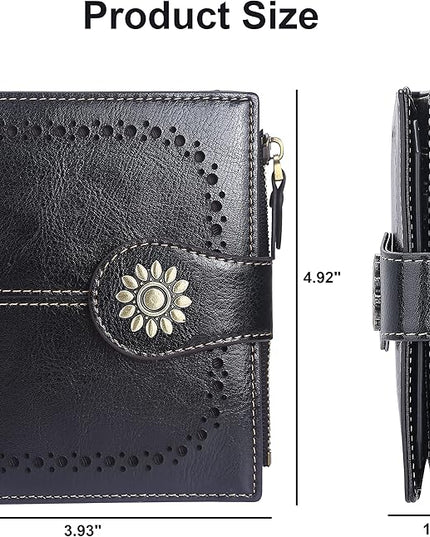 Lavemi Womens Leather Wallet Small Compact RFID Blocking Credit Card Case Purse with Zipper Pocket | Small, Compact, RFID Blocking, Zipper Pocket, Small, Compact