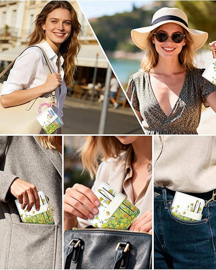 Sodsay Small Slim Wallet Women RFID Blocking, PU Leather Bifold Ladies Wallet with Zipper Coin Pocket, Thin Cute Travel Card Wallets for Girls, Golden Sunrise