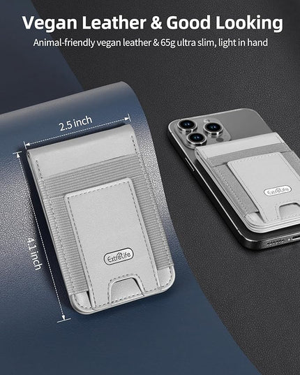 For Magsafe Wallet Stand, Strongest Magnetic Wallet for iPhone 17/16/15/14/13/12 Series, Magnetic Card Holder with 4 Card Slots, ID Window,10 Cards Holder, Vegan Leather, RFID Blocking, Gray