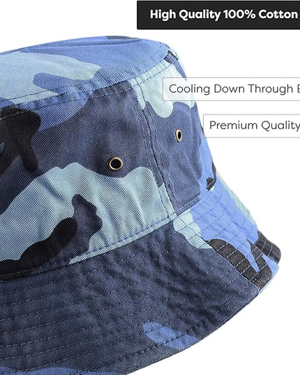 The Hat Depot Bucket Hat - Unisex 100% Cotton & Denim UPF 50 Packable Summer Travel Beach Sun Hat