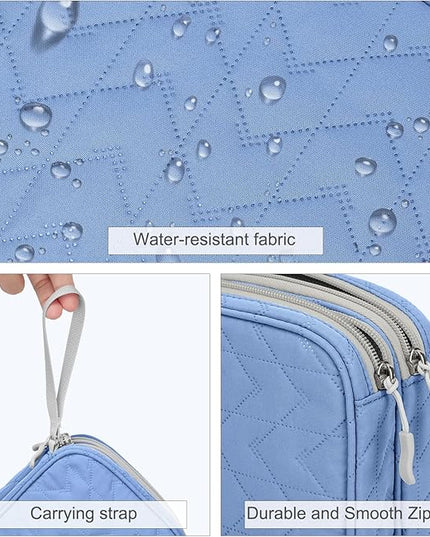 FYY Electronic Organizer, Large Travel Cable Organizer Bag Pouch Electronic Accessories Carry Case Portable Waterproof Double Layers All-in-One Storage Bag for Cable, Cord, Charger, Pattern Blue
