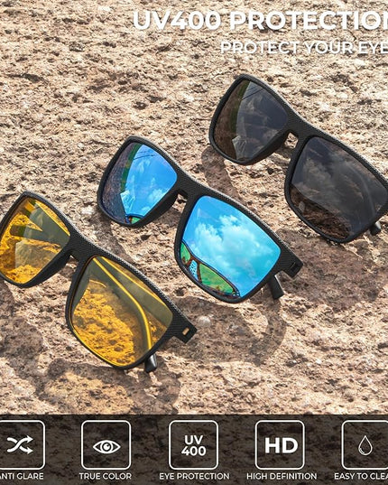 KALIYADI Polarized Sunglasses for Men, Lightweight Sun Glasses with UV Protection for Driving Fishing Golf