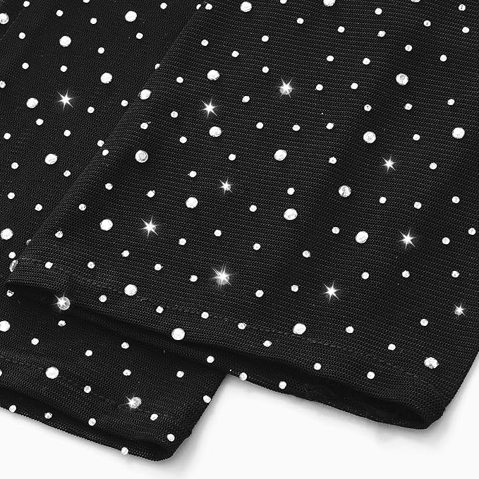 BABEYOND Mesh Gloves for Women - Long Rhinestone Tulle Sheer Sparkly Elbow Length Stretchy Accessory for Opera Party