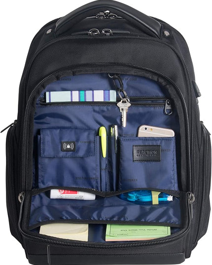 Kenneth Cole Reaction ProTec Travel Business Backpack 17" Laptop Computer TSA Checkpoint-Friendly Bookbag With USB Port, Black