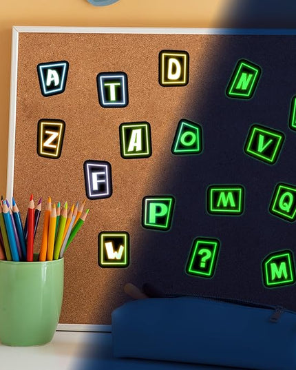 70 Pcs Alphabet Neon Stickers for Kids Glow in The Dark, Vinyl Letters A-Z Water Bottle Decals for Teens, Waterproof Skateboard Decor for Adults Kids Girls Boys