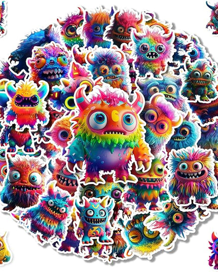 200PCS Cute Monster Stickers for Water Bottle Decor,Vinyl Waterproof Stickers for Scrapbooking,Laptop Decor,Adult,Birthday Gift,Classroom Prizes,Guitar,Bike,Luggage,Skateboard,Refrigerator Decoration