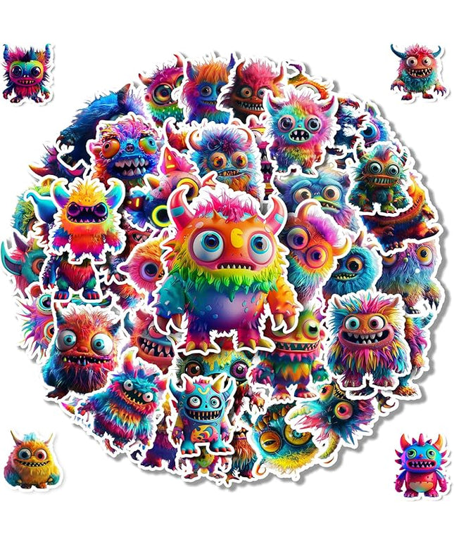 200PCS Cute Monster Stickers for Water Bottle Decor,Vinyl Waterproof Stickers for Scrapbooking,Laptop Decor,Adult,Birthday Gift,Classroom Prizes,Guitar,Bike,Luggage,Skateboard,Refrigerator Decoration