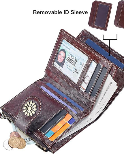 Lavemi Womens Leather Wallet Small Compact RFID Blocking Credit Card Case Purse with Zipper Pocket | Small, Compact, RFID Blocking, Zipper Pocket, Small, Compact