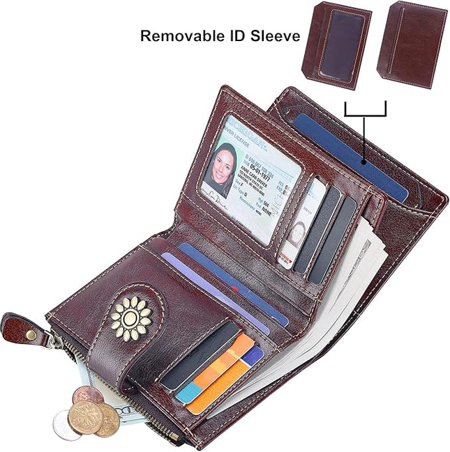 Lavemi Womens Leather Wallet Small Compact RFID Blocking Credit Card Case Purse with Zipper Pocket | Small, Compact, RFID Blocking, Zipper Pocket, Small, Compact