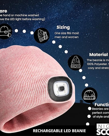 Night Scope Classic Rechargeable LED Warm Knit Beanie Head Light Hat Headlamp for Outdoor Activities