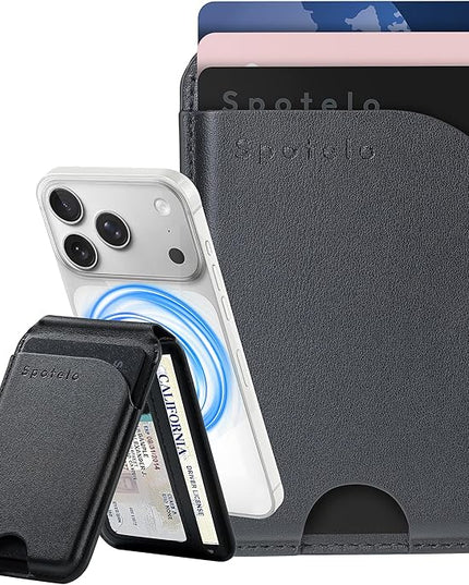 Magnetic Wallet for iPhone, Compatible with MagSafe Adjustable Stand Wallet, RIFD Blocking Leather Magnetic Card Holder for iPhone 17/16/15/14/13/12 Series, Not for iPhone 13/12 Mini(Black)