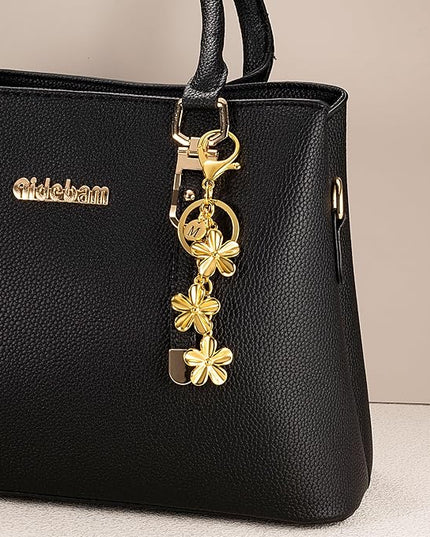 XGALBLA Gold/Silver Initial Keychain Flower Charms for Key Cute Letter Keyring for Purse Handbag Backpack