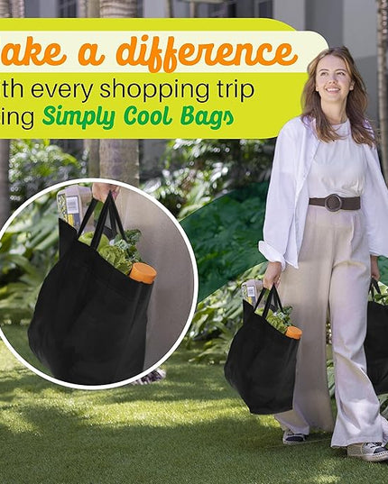 Simply Cool Reusable Grocery Bags Eco-Friendly - Reusable Shopping Bags, Heavy Duty Grocery Bags, Foldable, Tote Bags Bulk