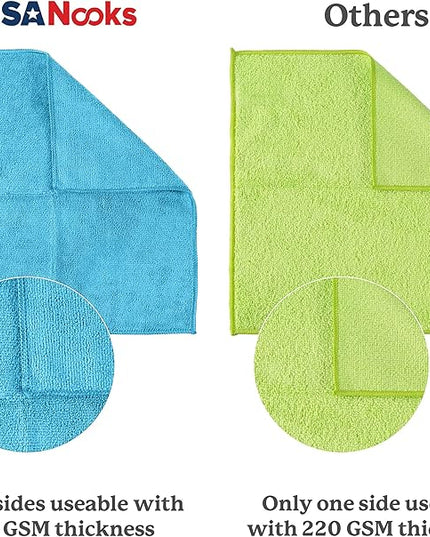 USANOOKS Microfiber Cleaning Cloth - Turq - 8Pcs (12.5x12.5 inch) High Performance - 1200 Washes, Ultra Absorbent Car Towel Traps Grime & Liquid for Streak-Free Mirror Shine - car Washing Cloth
