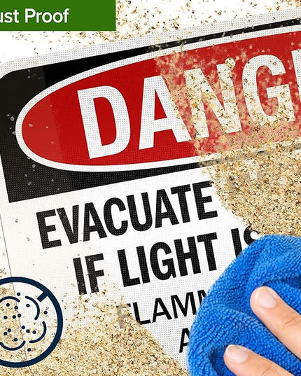 Danger Evacuate Immediately If Light is Flashing Flammable Vapors are Present Sign, 12x18 Inches, 3M EGP Reflective .063 Aluminum, Fade Resistant, Made in USA by My Sign Center