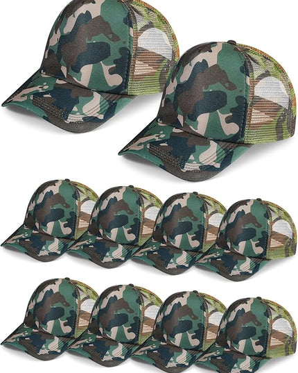 10 Pcs Sublimation Blank Trucker Hats Bulk Mesh Baseball Cap Polyester Mesh Trucker Hat for Men and Women