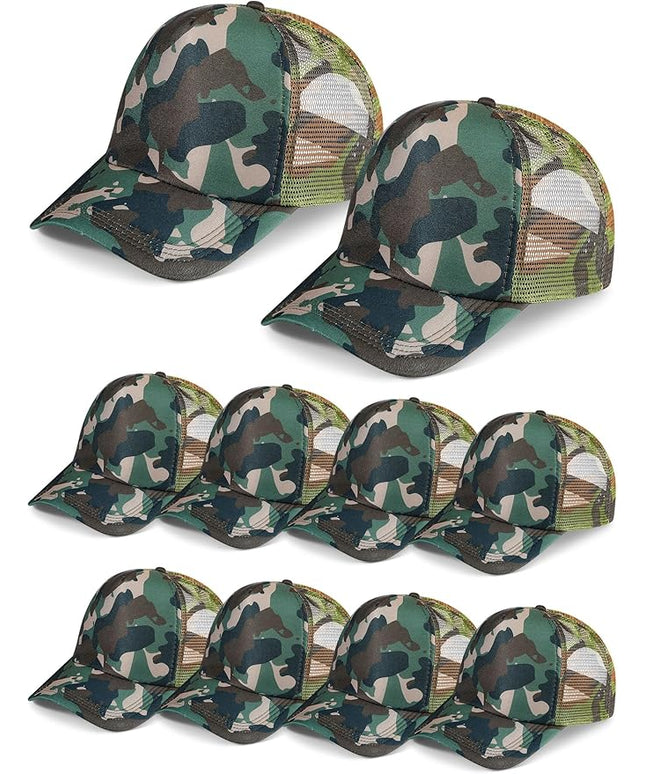 10 Pcs Sublimation Blank Trucker Hats Bulk Mesh Baseball Cap Polyester Mesh Trucker Hat for Men and Women