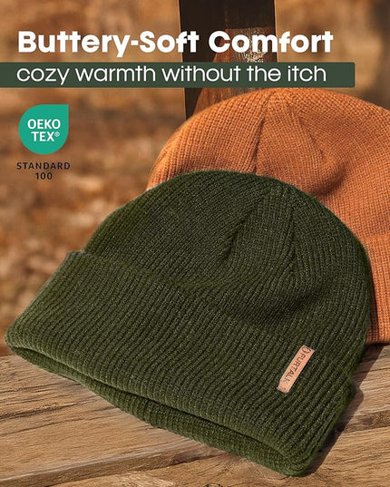 FURTALK Fisherman Beanie for Men Women 2 Styles Cuffless or Cuffed Knitted Unisex Winter Hat Outdoor All-Day Warmth