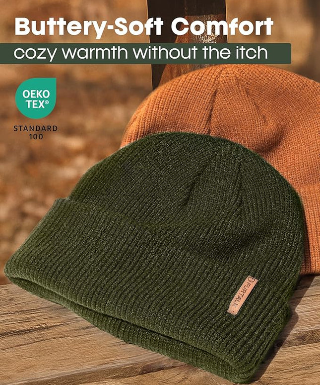 FURTALK Fisherman Beanie for Men Women 2 Styles Cuffless or Cuffed Knitted Unisex Winter Hat Outdoor All-Day Warmth