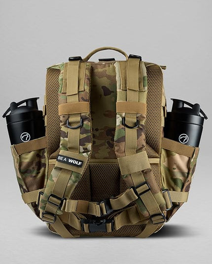 WOLFpak 35L Athletic Gym Backpack - Durable 1000D Waterproof Oxford Material with MOLLE Webbing, Laptop Pocket & Dual Cup Holders, Durable Fitness/Travel/Military Daypack (OCP Camo)
