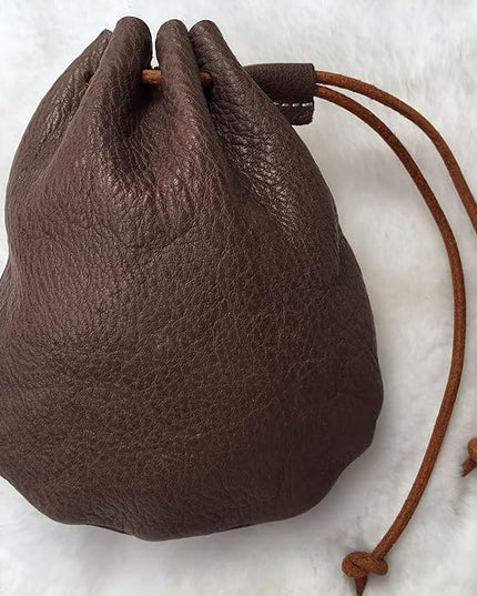 Fantastic Workmanship Genuine Leather Drawstring Coin Purse