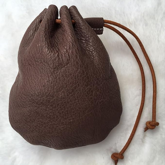 Fantastic Workmanship Genuine Leather Drawstring Coin Purse