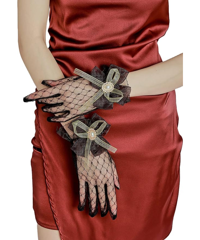 Sahabowi Satin Gloves Formal Bridal Banquet Party Wedding Opera Solid Colorful Mitten For Women
