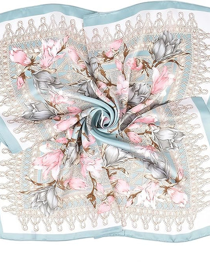 MINIDORA Satin Scarves for Women 27.5 × 27.5 inches Medium Square Elegant Silk Feeling Head Scarf