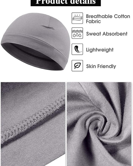 Syhood 4 Pcs Cotton Skull Caps for Men Women Breathable Beanie Thin Sleep Hat Night Running Cap Helmet Liner for Cycling Gym