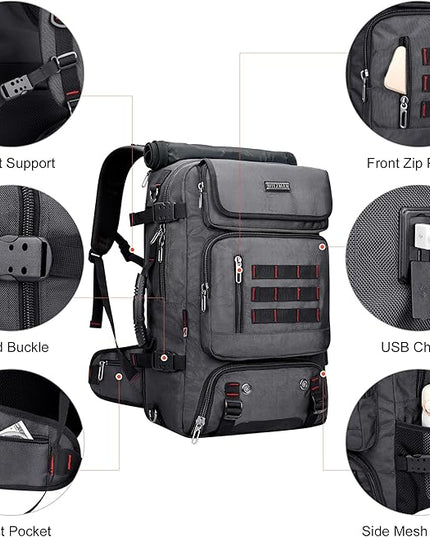 WITZMAN Carry on Travel Backpack for Men Women Airline Approved Convertible Nylon Duffle Backpack Luggage Bag (B682 Silvery Grey)