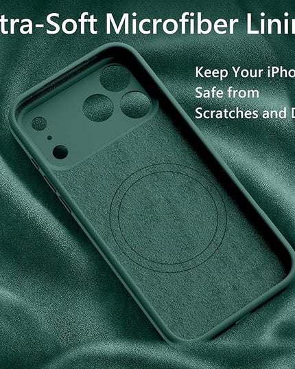 FireNova Magnetic for iPhone 17 Pro Case, Compatible with MagSafe, [Integrated Silicone Camera Control Button] [Camera Protection] Anti-Scratch Microfiber Lining Phone Case, 6.3", Midnight Green