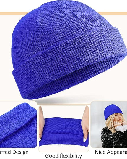 SATINIOR 12 Pieces Winter Beanie Hats Bulk for Homeless Knitted Cuffed Skull Caps Unisex Knit Hat Cozy Cold Weather Warm Beanie for Men Women Christmas Gifts, 12 Colors