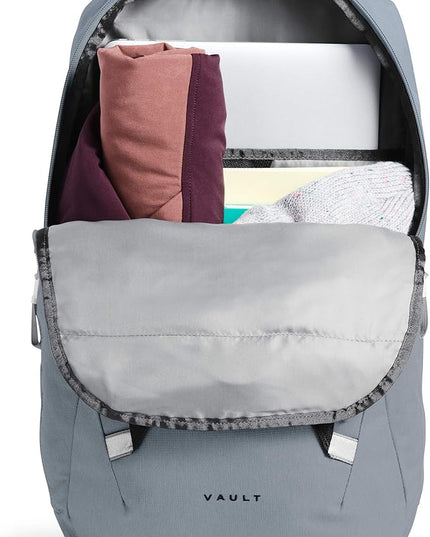 THE NORTH FACE Vault Everyday Laptop Backpack | Commuter Travel Bag with Water-Repellent Finish, Spacious Main Compartment, Mid Grey Dark Heather/TNF Black, OS