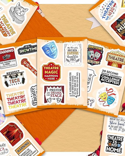 100Pcs Theatre Stickers for Laptop, Drama Stickers and Decals - Theatre Gifts - Drama Party Supplies - Gift for Women & Men