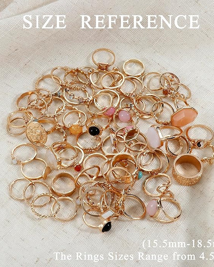 Subiceto 70 Pcs Vintage Crystal Ring Set Knuckle Rings for Women Bohemian Stackable Joint Rings Retro Boho Stacking Joint Finger Rings Pack