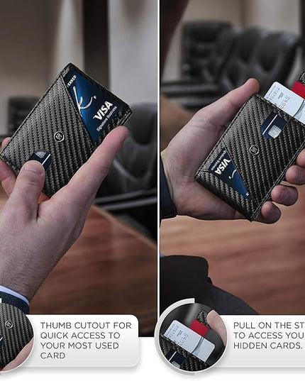 Suavell Slim Wallets for Men. RFID Money Clip Wallet, Slim Wallet, Thin Front Pocket Credit Card Wallet, Minimalist Bifold (Captain Black Pilot)