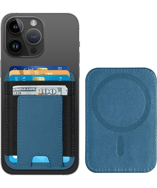 ExtreLife Upgraded for Magsafe Wallet, Strongest Magnetic Wallet for iPhone 17/16/15/14/13/12 Series, Magnetic Phone Card Holder, 2 Card Slots, Vegan Leather, Fit 7 Cards, Dark Blue Green