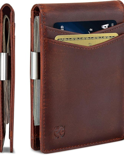 SERMAN BRANDS Money Clip Wallet - Mens Wallets slim Front Pocket RFID Blocking Card Holder Minimalist Mini Bifold
