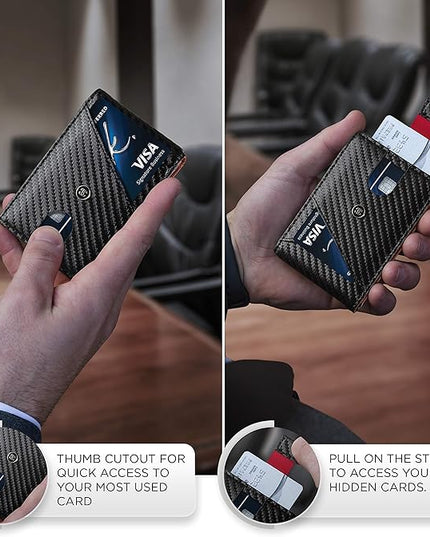 Suavell Slim Wallets for Men. RFID Money Clip Wallet, Slim Wallet, Thin Front Pocket Credit Card Wallet, Minimalist Bifold (Charcoal Rust Pilot)