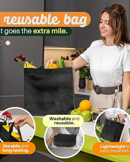Simply Cool Reusable Grocery Bags Eco-Friendly - Reusable Shopping Bags, Heavy Duty Grocery Bags, Foldable, Tote Bags Bulk