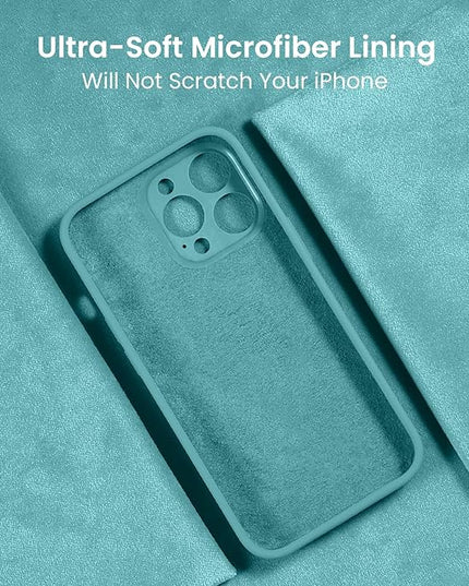 FireNova Designed for iPhone 14 Pro Case, Silicone Upgraded [Camera Protection] Phone Case with [2 Screen Protectors], Soft Anti-Scratch Microfiber Lining Inside, 6.1 inch, Sea Blue
